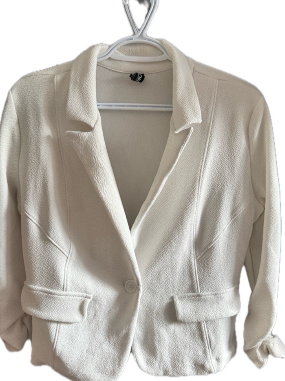 Tailored Cream One-Button Blazer Jacket